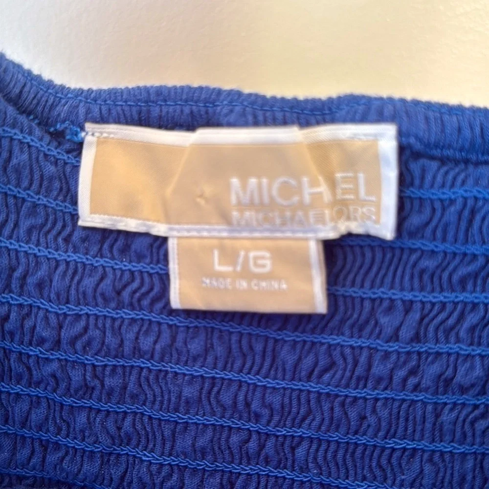 Michael Kors Blue Tie-Dye Midi Dress Sleeveless Sundress Tiered